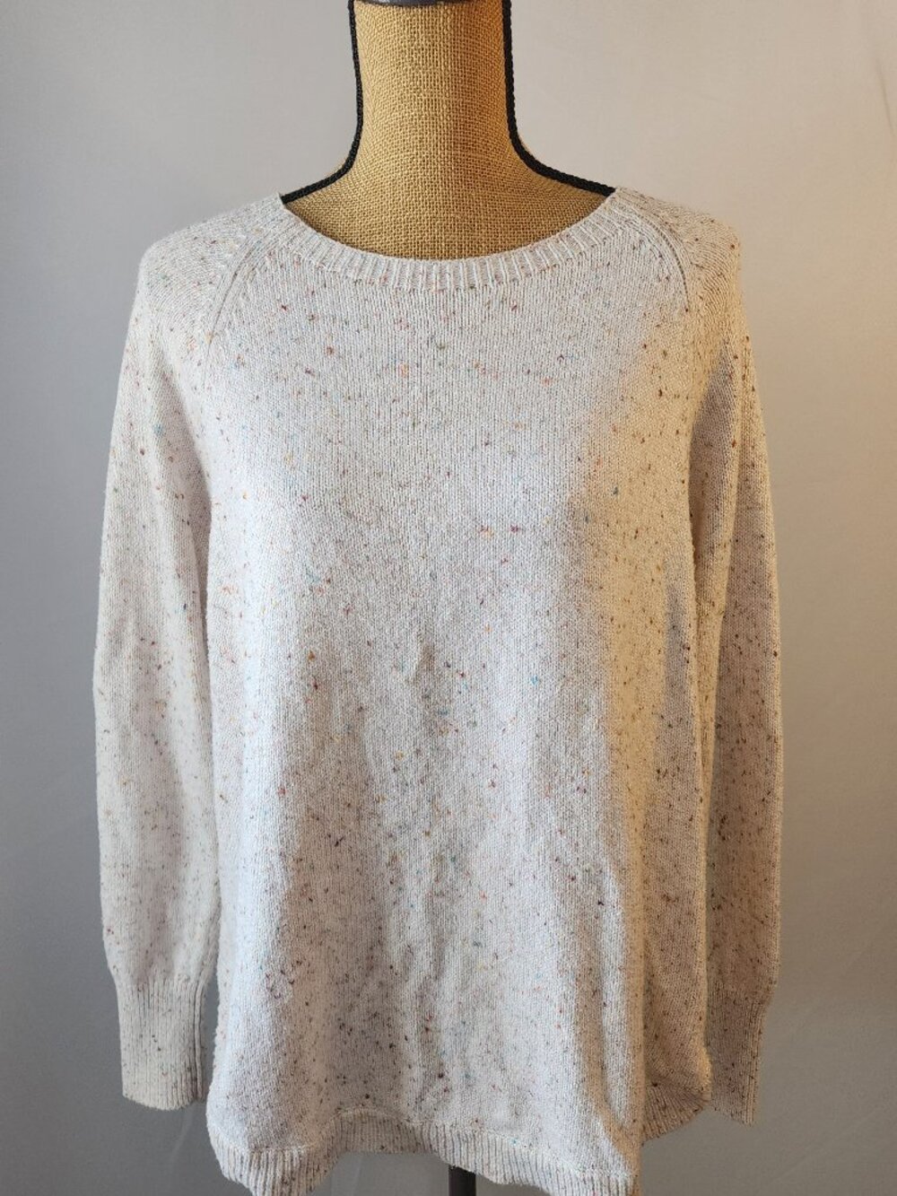 LOFT Confetti Speckled Knit Raglan Sweater Small